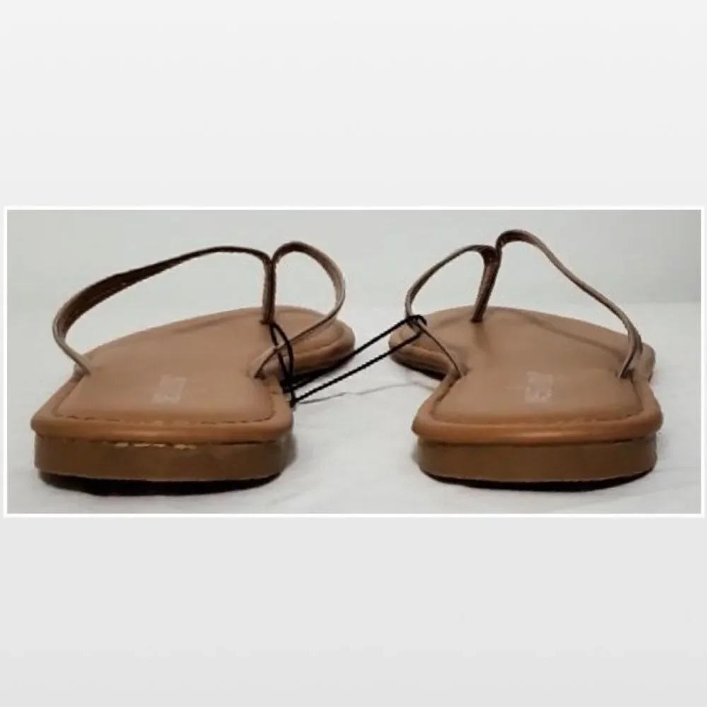 New Westloop Womens Flip Flops Gold Tan Slip On Shoes Small 5 6